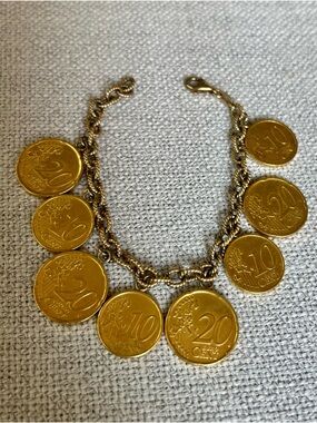 Euro Gold Vermeil over .925 Coin Charm Bracelet - Women Jewelry